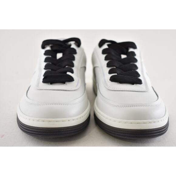 Chanel 24P White Black Leather CC Logo Flat Lace Up Runner Trainer Sneaker 41.5 - Picture 9 of 15
